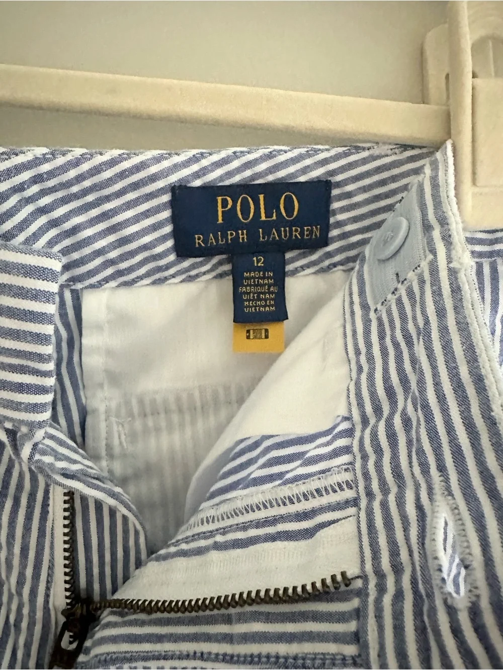 Polo Ralph Lauren Seersucker Shorts, Size 12, Blue/White Stripe